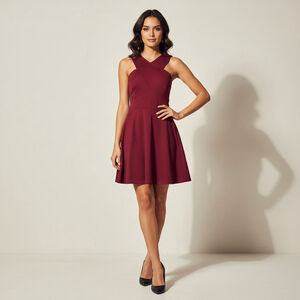 CANDIE’S Kohls Junior’s Burgundy Criss Cross Fit and Flare Dress Size Medium